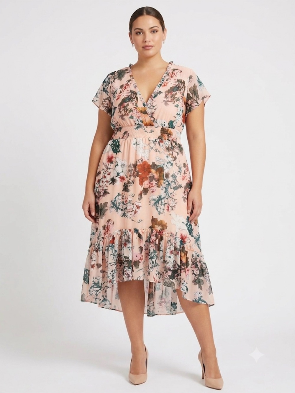 Ryan Michelle High-Low Midi Floral Dress